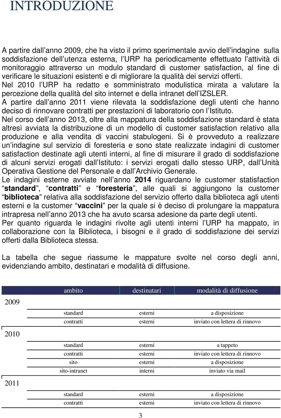 Nel 2010 l URP ha redatto e somministrato modulistica mirata a valutare la percezione della qualità del sito internet e della intranet dell IZSLER.