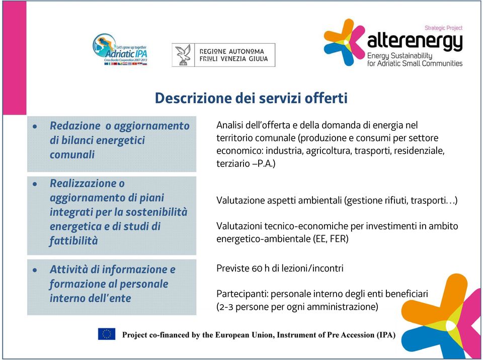 settore economico: industria, agricoltura, trasporti, residenziale, terziario P.A.