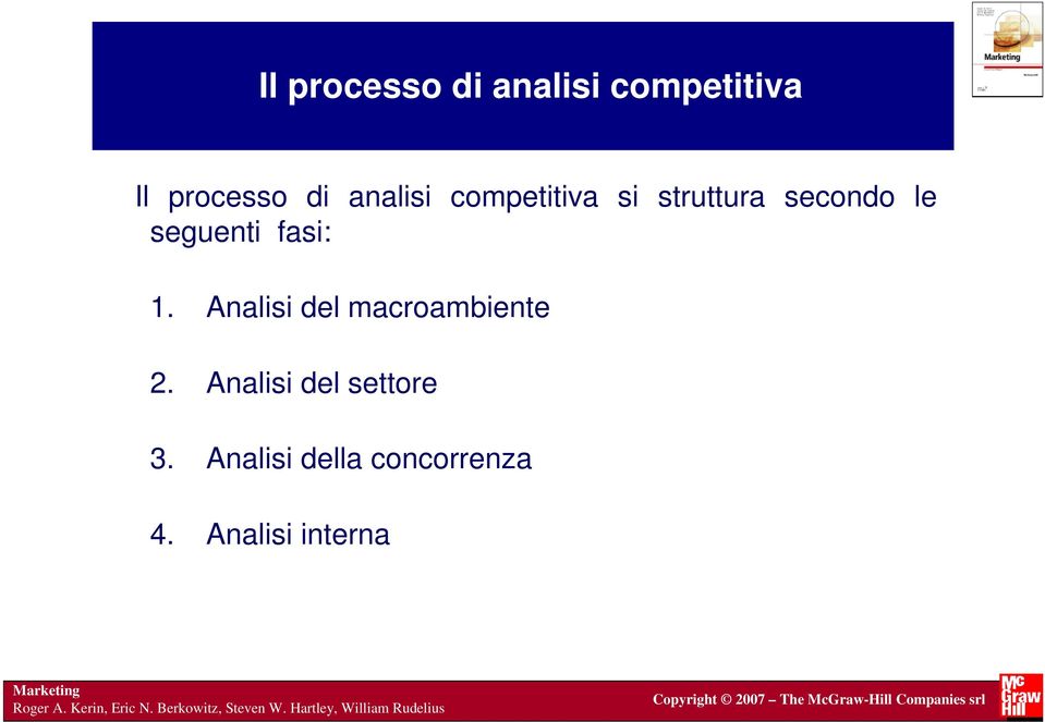 Analisi della concorrenza 4. Analisi interna Marketing Roger A. Kerin, Eric N.