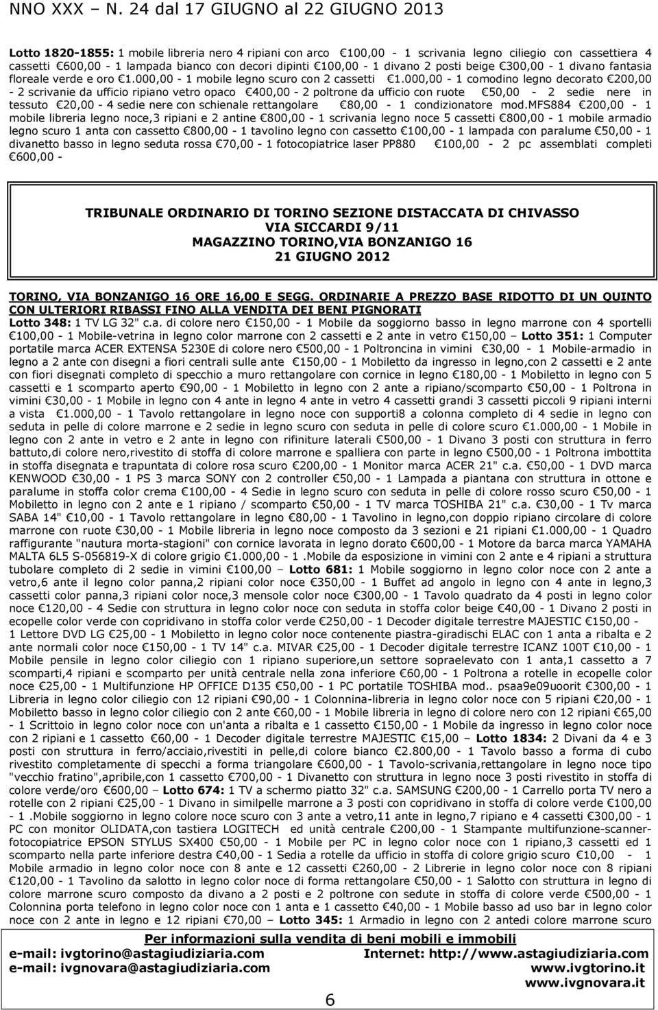 000,00-1 comodino legno decorato 200,00-2 scrivanie da ufficio ripiano vetro opaco 400,00-2 poltrone da ufficio con ruote 50,00-2 sedie nere in tessuto 20,00-4 sedie nere con schienale rettangolare