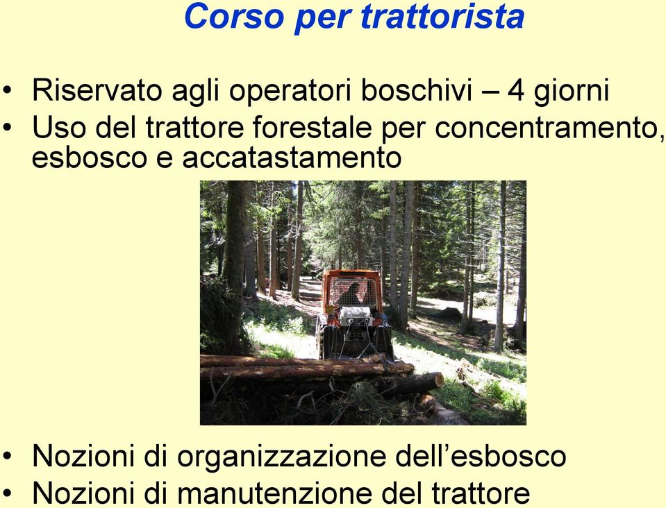 concentramento, esbosco e accatastamento Nozioni di