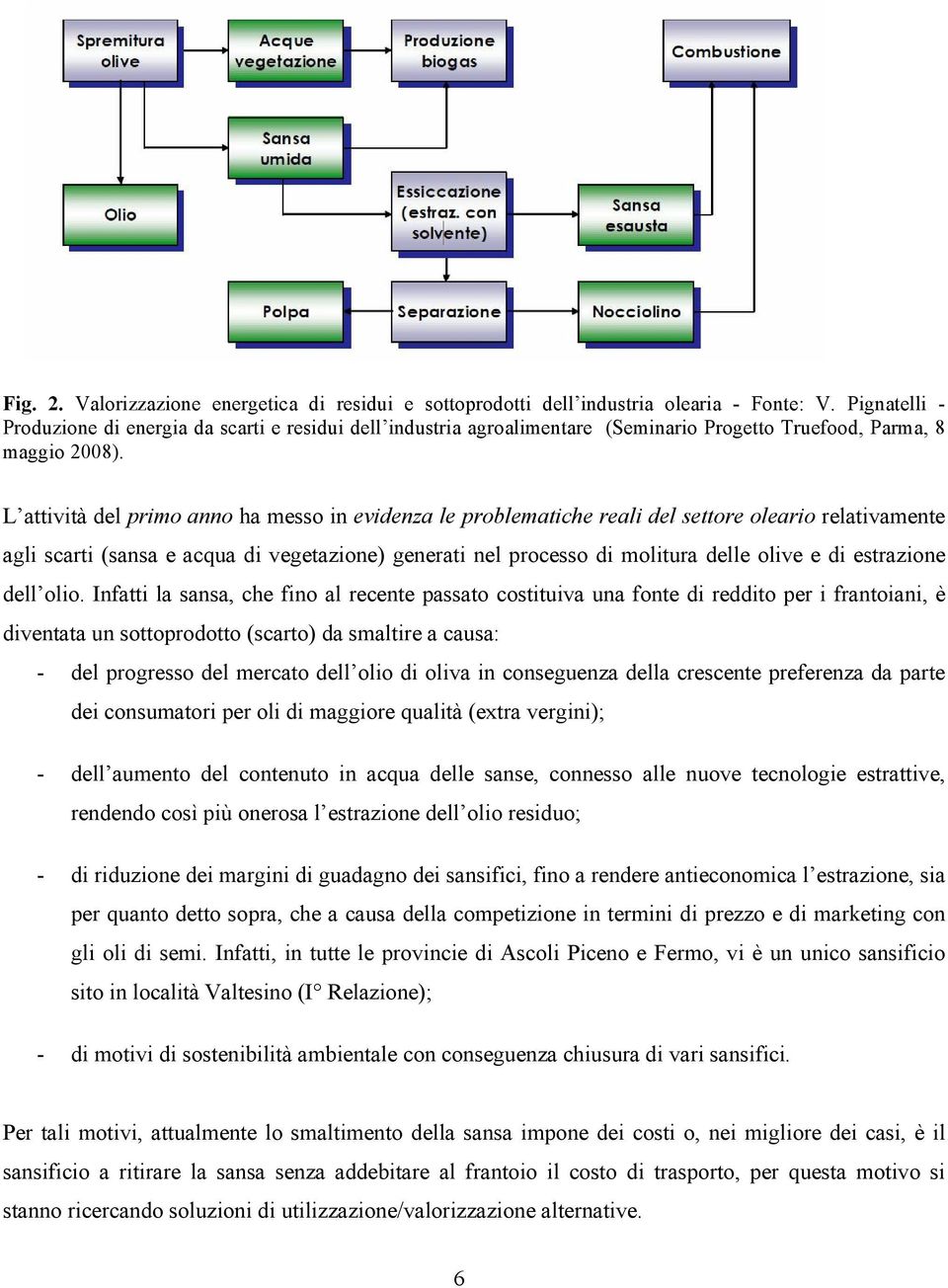 L attività del primo anno ha messo in evidenza le problematiche reali del settore oleario relativamente agli scarti (sansa e acqua di vegetazione) generati nel processo di molitura delle olive e di