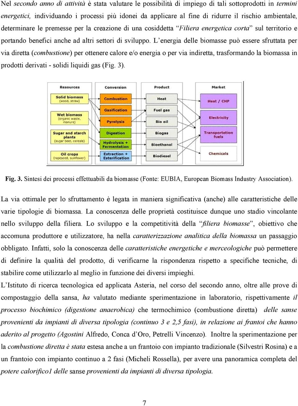 L energia delle biomasse può essere sfruttata per via diretta (combustione) per ottenere calore e/o energia o per via indiretta, trasformando la biomassa in prodotti derivati - solidi liquidi gas