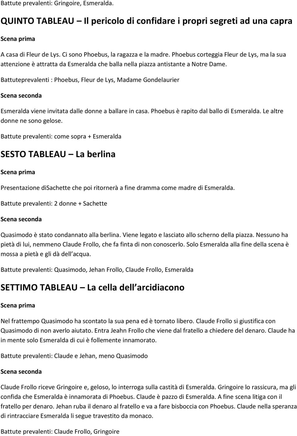 Battuteprevalenti : Phoebus, Fleur de Lys, Madame Gondelaurier Esmeralda viene invitata dalle donne a ballare in casa. Phoebus è rapito dal ballo di Esmeralda. Le altre donne ne sono gelose.