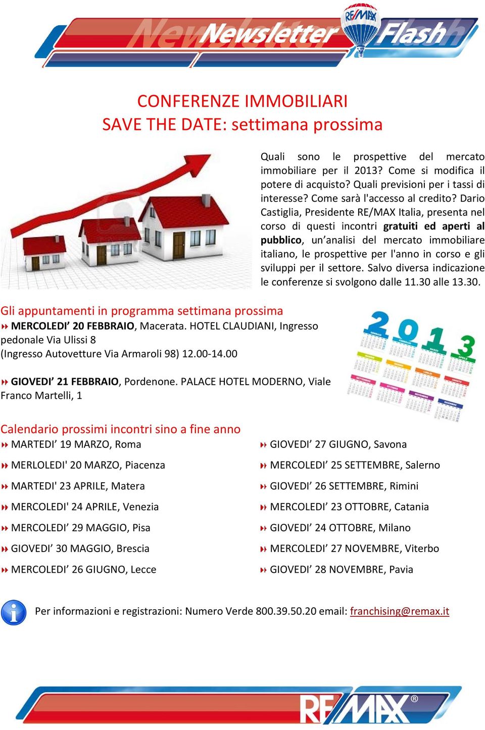 PALACE HOTEL MODERNO, Viale Franco Martelli, 1 Quali sono le prospettive del mercato immobiliare per il 2013? Come si modifica il potere di acquisto? Quali previsioni per i tassi di interesse?