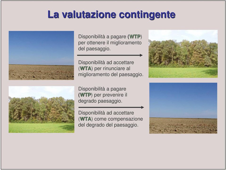 Disponibilità ad accettare (WTA) per rinunciare al  Disponibilità a pagare (WTP)