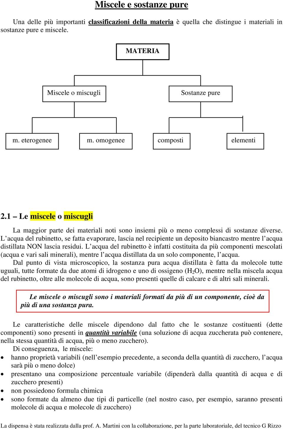 L acqua del rubinetto, se fatta evaporare, lascia nel recipiente un deposito biancastro mentre l acqua distillata NON lascia residui.