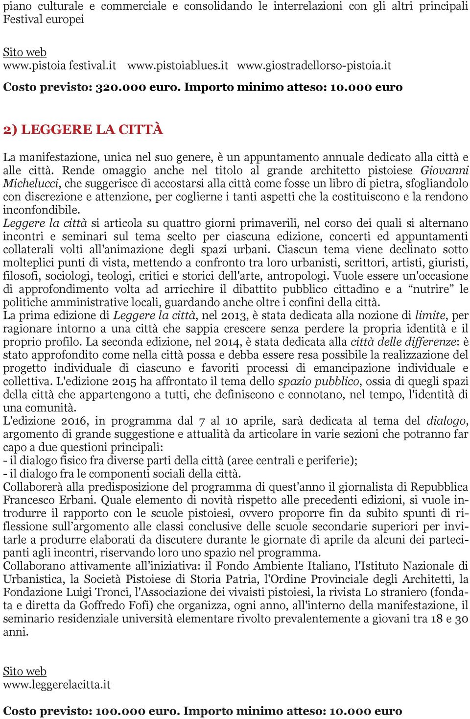 Rende omaggio anche nel titolo al grande architetto pistoiese Giovanni Michelucci, che suggerisce di accostarsi alla città come fosse un libro di pietra, sfogliandolo con discrezione e attenzione,