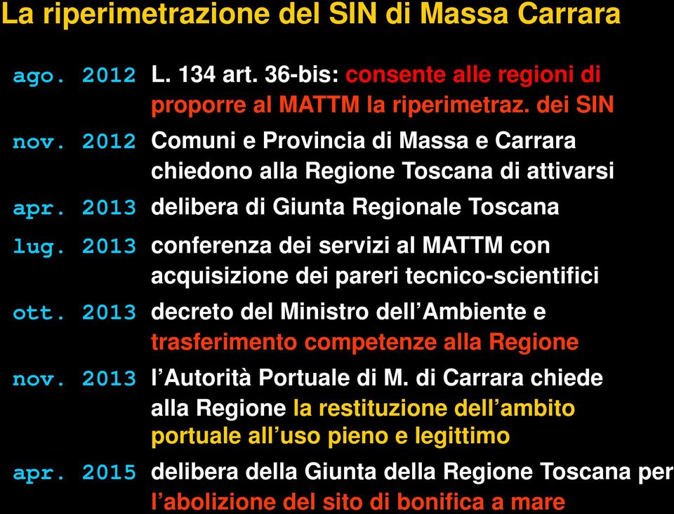 2013 conferenza dei servizi al MATTM con acquisizione dei pareri tecnico-scientifici ott.