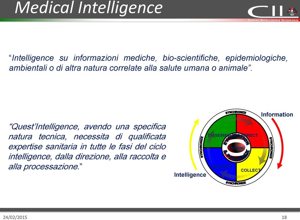 Quest Intelligence, avendo una specifica natura tecnica, necessita di qualificata expertise sanitaria in
