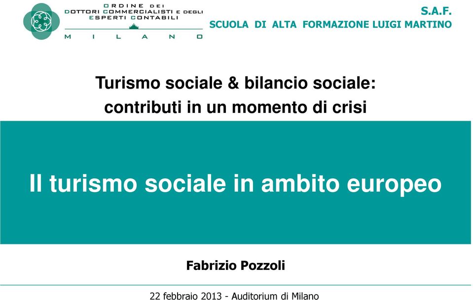 sociale & bilancio sociale: contributi in un momento