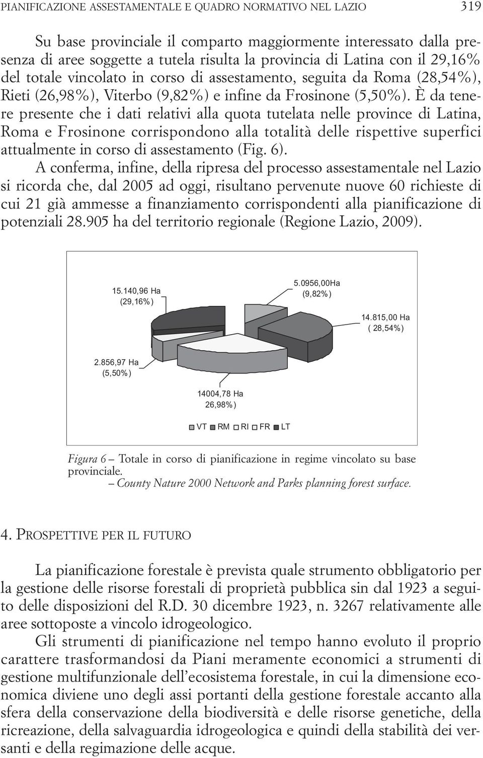 È da tenere presente che i dati relativi alla quota tutelata nelle province di Latina, Roma e Frosinone corrispondono alla totalità delle rispettive superfici attualmente in corso di assestamento