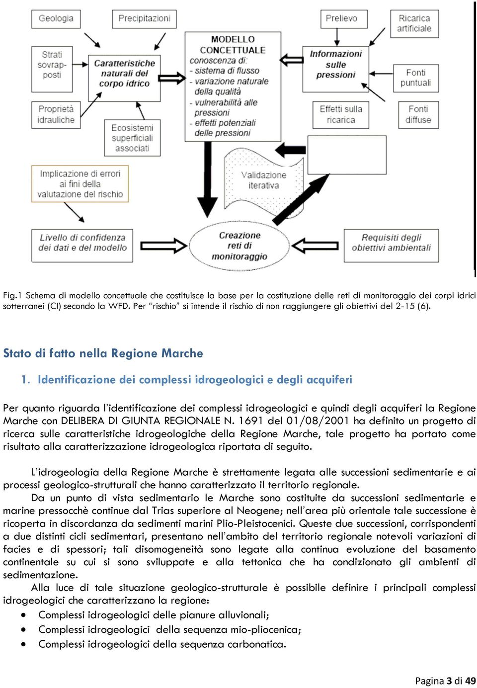 Identificazione dei complessi idrogeologici e degli acquiferi Per quanto riguarda l identificazione dei complessi idrogeologici e quindi degli acquiferi la Regione Marche con DELIBERA DI GIUNTA