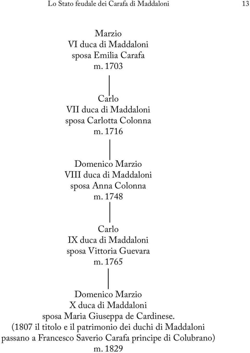 1716 Domenico Marzio VIII duca di Maddaloni sposa Anna Colonna m.