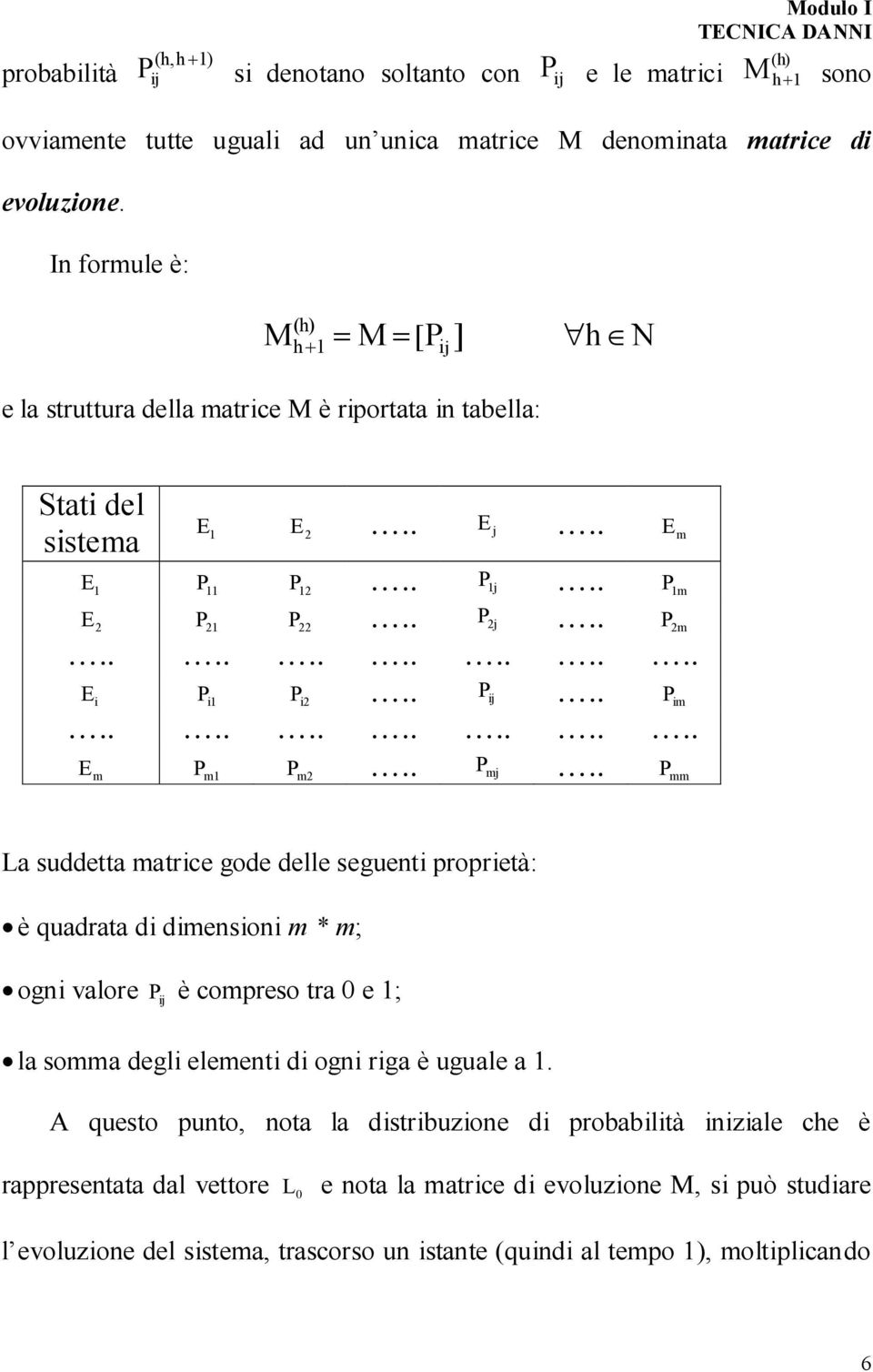 trce M è rportata n tabella: Stat del sstema.... m.