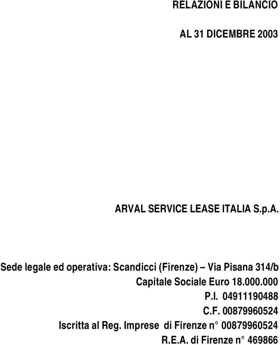 Capitale Sociale Euro 18.000.000 P.I. 04911190488 C.F.