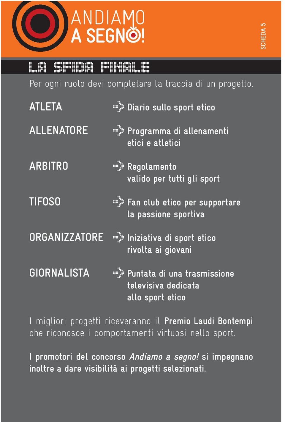 tutti gli sport Fan club etico per supportare la passione sportiva Iniziativa di sport etico rivolta ai giovani Puntata di una trasmissione televisiva