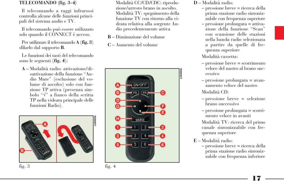 4): A Modalità radio: attivazione/disattivazione della funzione Audio Mute (esclusione del volume di ascolto) solo con funzione TP attiva (presenza simbolo a fianco della scritta TP nella videata