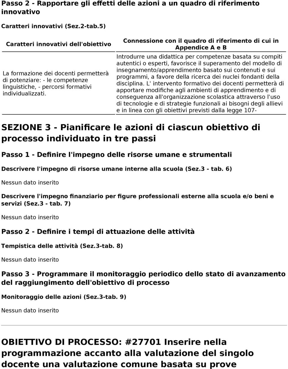 Connessione con il quadro di riferimento di cui in Appendice A e B Introdurre una didattica per competenze basata su compiti autentici o esperti, favorisce il superamento del modello di