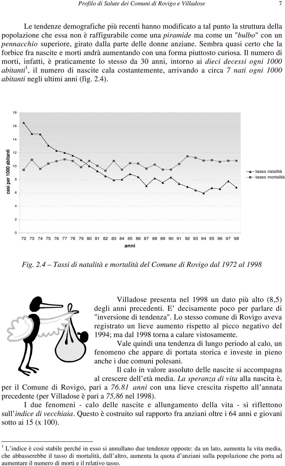 Il numero di morti, infatti, è praticamente lo stesso da 30 anni, intorno ai dieci decessi ogni 1000 abitanti 1, il numero di nascite cala costantemente, arrivando a circa 7 nati ogni 1000 abitanti