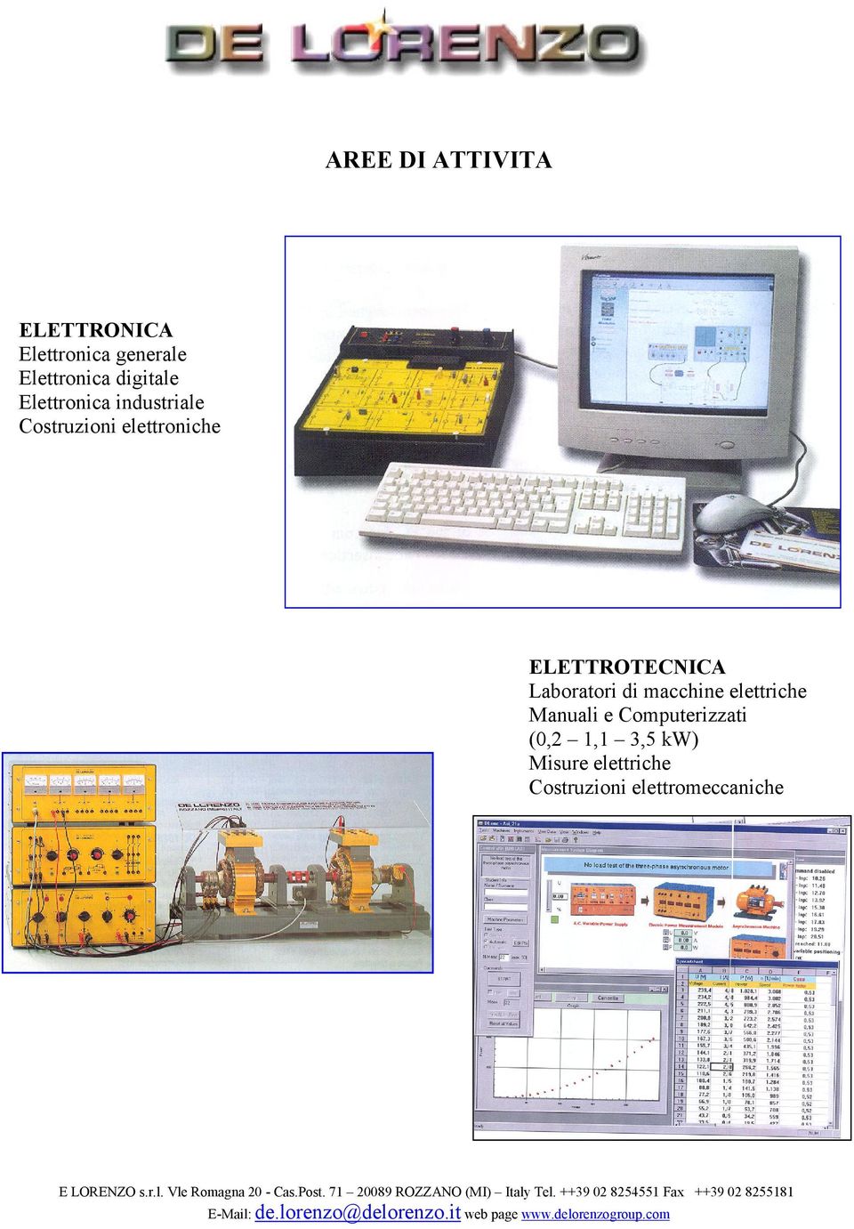 e Computerizzati (0,2 1,1 3,5 kw) Misure elettriche Costruzioni elettromeccaniche L E LORENZO