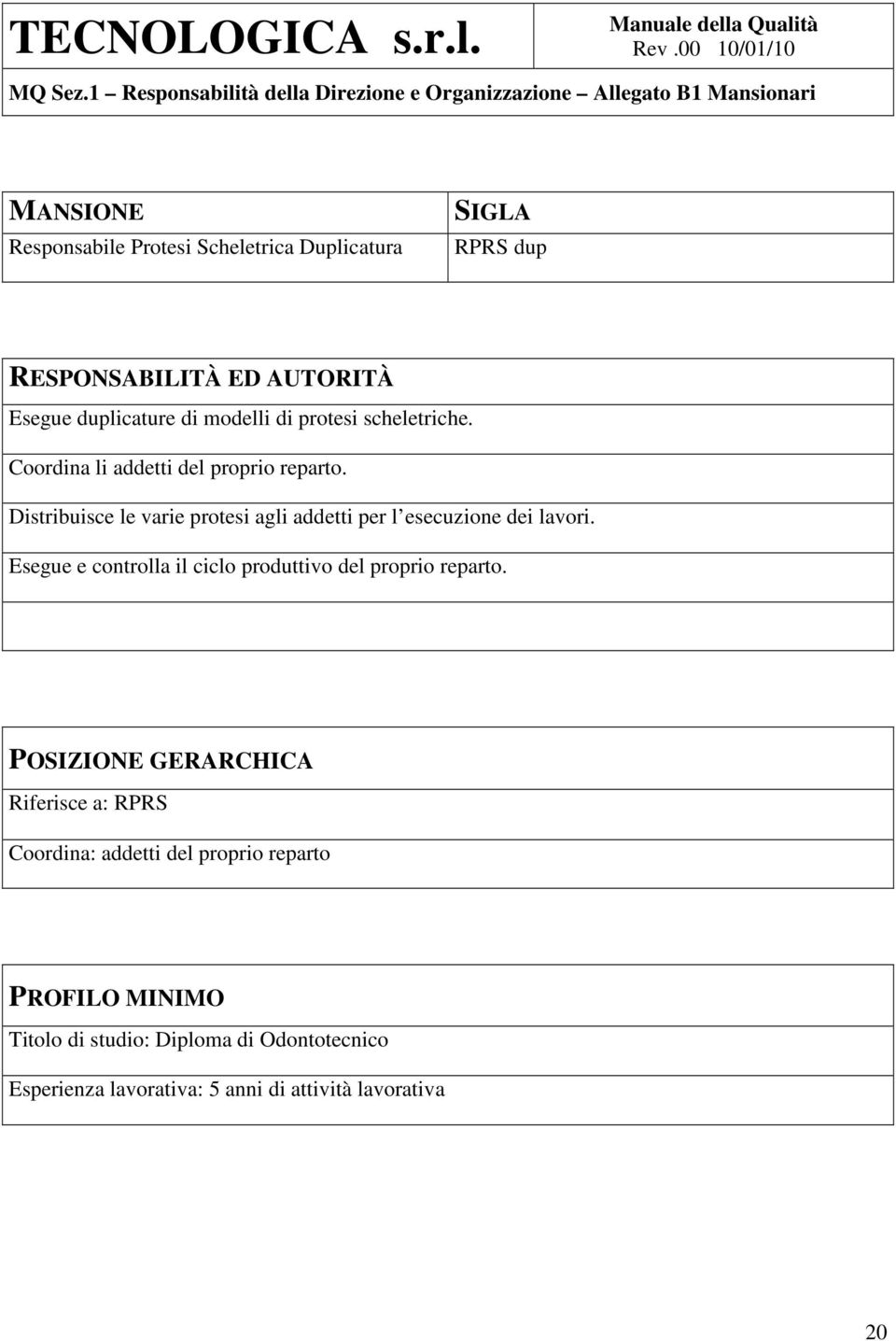 Distribuisce le varie protesi agli addetti per l esecuzione dei lavori.