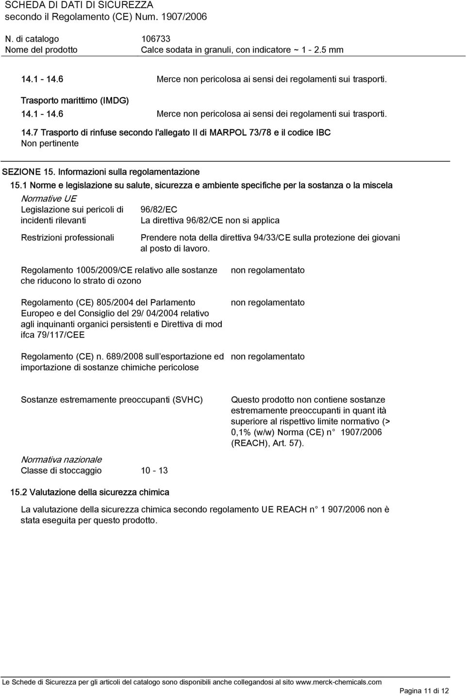 Informazioni sulla regolamentazione 15.