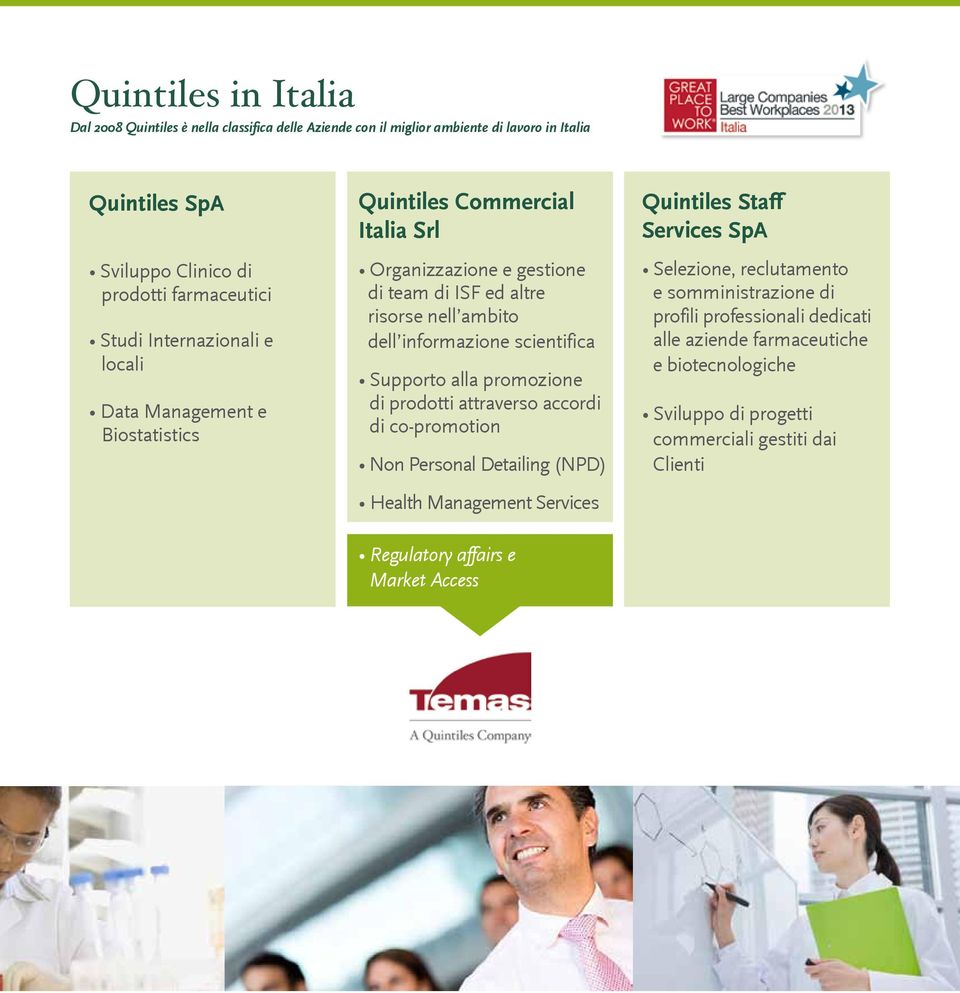 scientifica Supporto alla promozione di prodotti attraverso accordi di co-promotion Non Personal Detailing (NPD) Health Management Services Regulatory affairs e Market Access