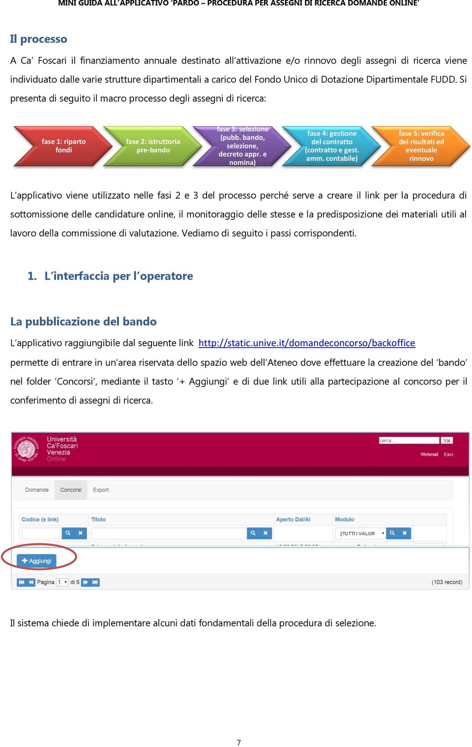 bando, selezione, decreto appr. e nomina) fase 4: gestione del contratto (contratto e gest. amm.