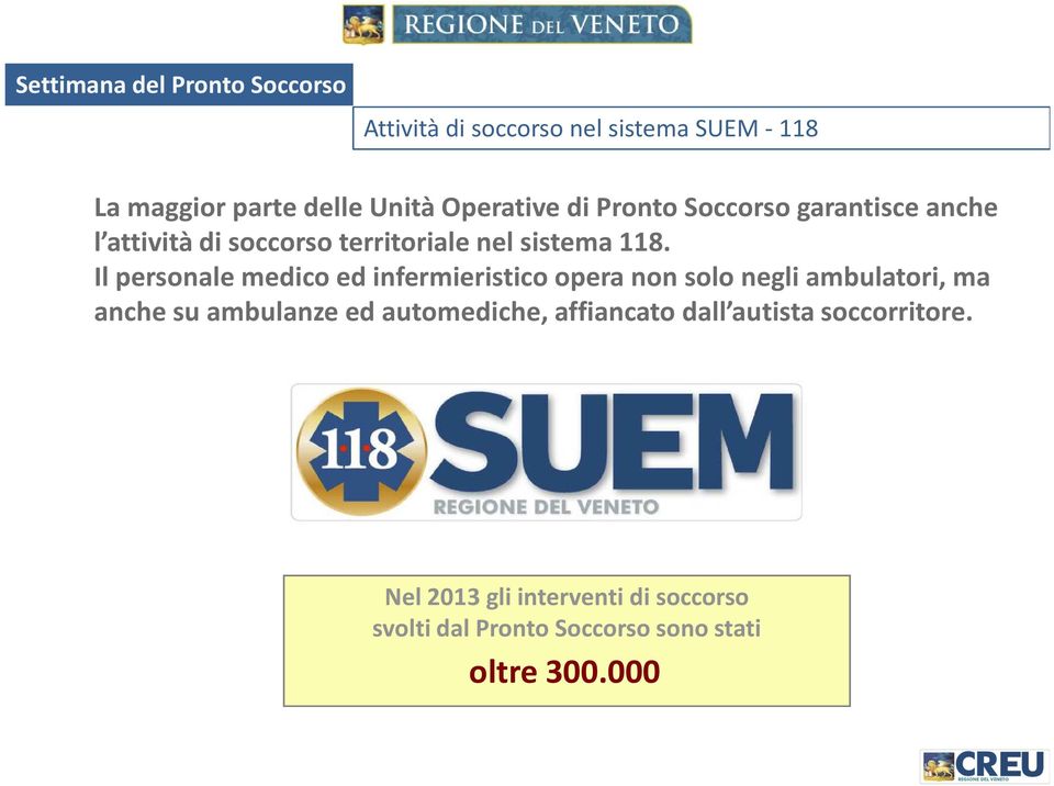 Il personale medico ed infermieristico opera non solo negli ambulatori, ma anche su ambulanze ed