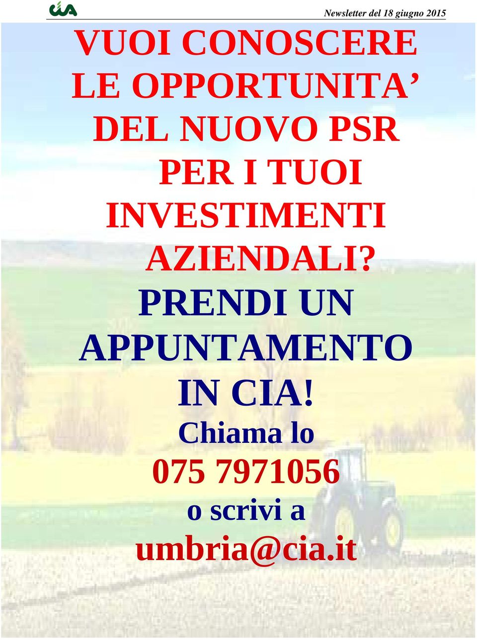 PRENDI UN APPUNTAMENTO IN CIA!