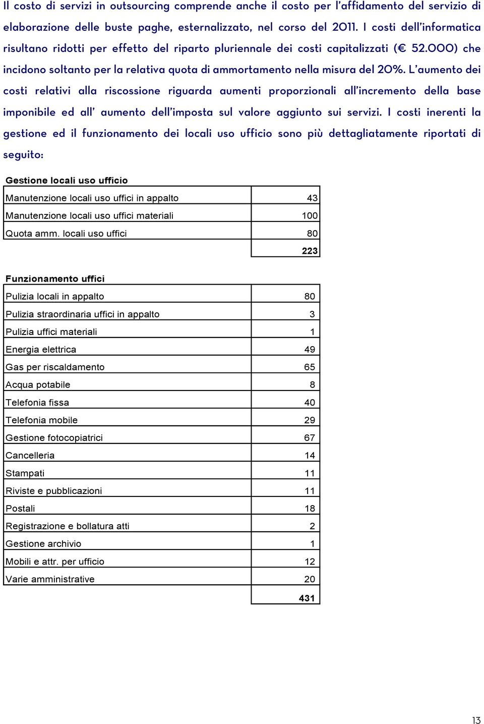 L aumento dei costi relativi alla riscossione riguarda aumenti proporzionali all incremento della base imponibile ed all aumento dell imposta sul valore aggiunto sui servizi.