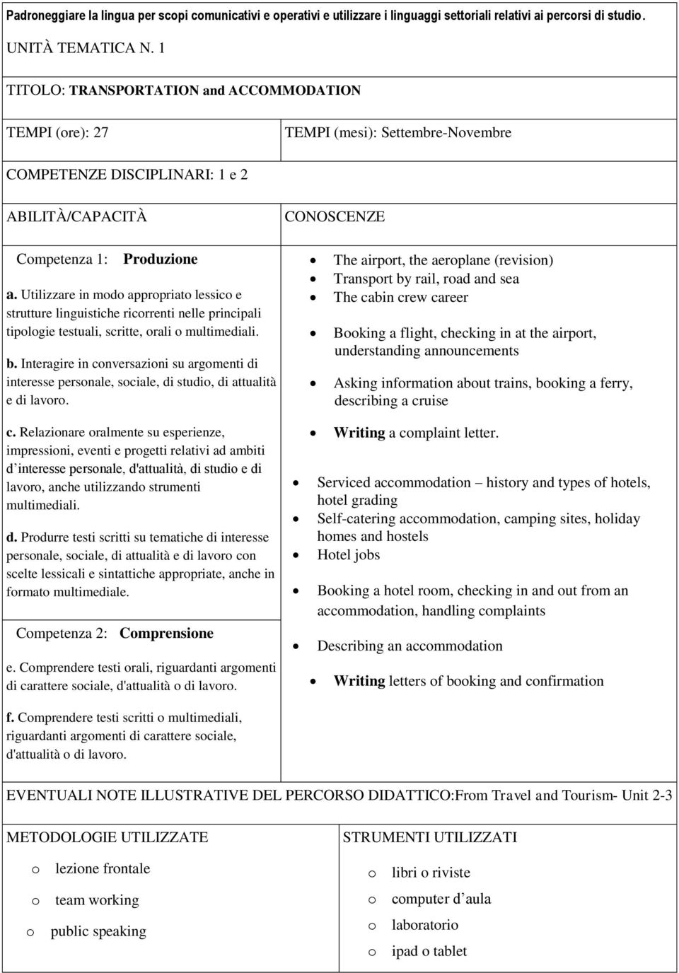 Utilizzare in modo appropriato lessico e strutture linguistiche ricorrenti nelle principali tipologie testuali, scritte, orali o multimediali. b.