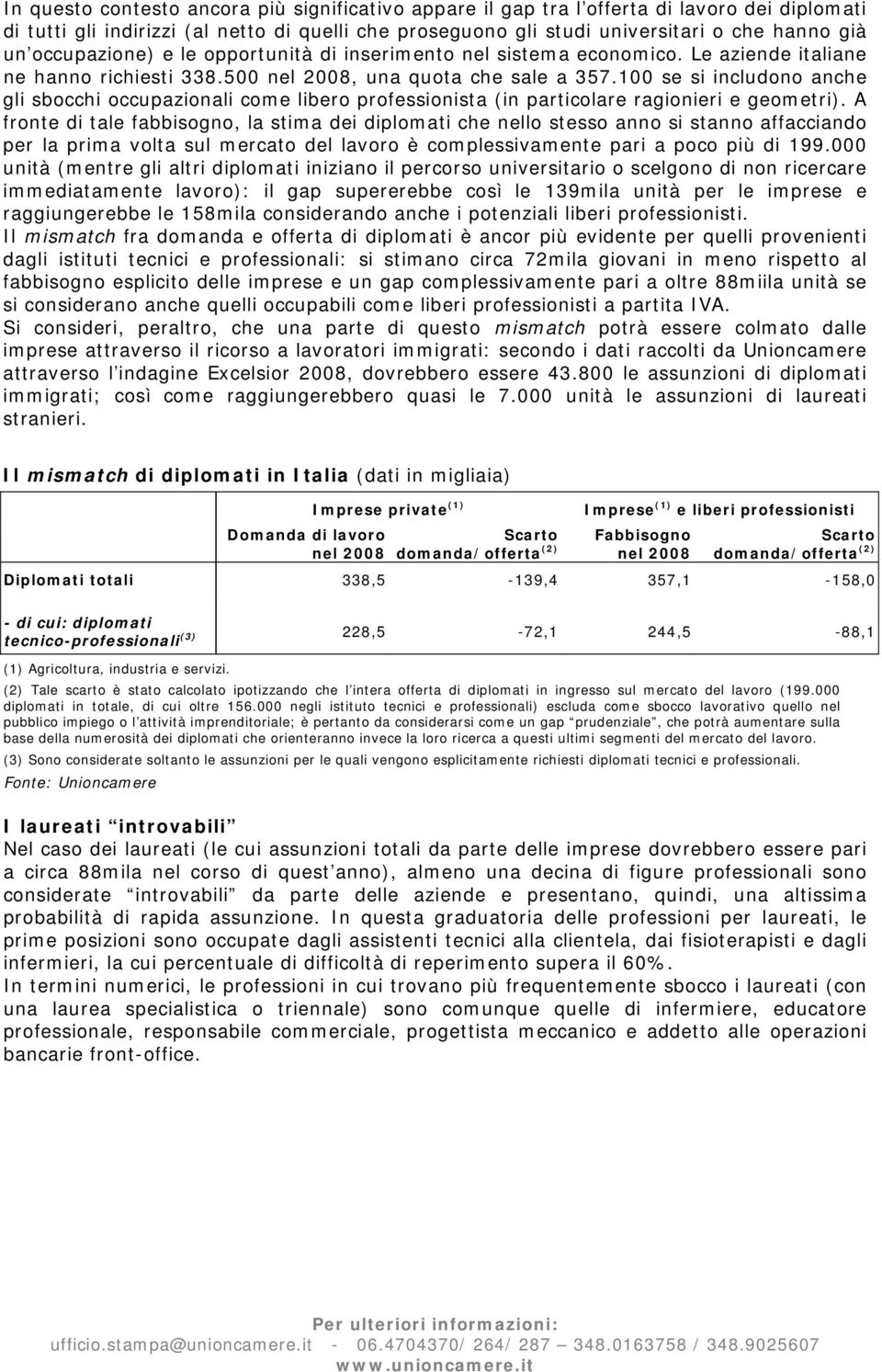 100 se si includono anche gli sbocchi occupazionali come libero professionista (in particolare ragionieri e geometri).