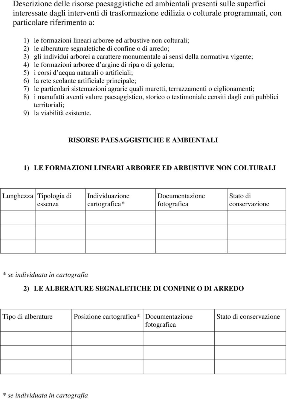 formazioni arboree d argine di ripa o di golena; 5) i corsi d acqua naturali o artificiali; 6) la rete scolante artificiale principale; 7) le particolari sistemazioni agrarie quali muretti,