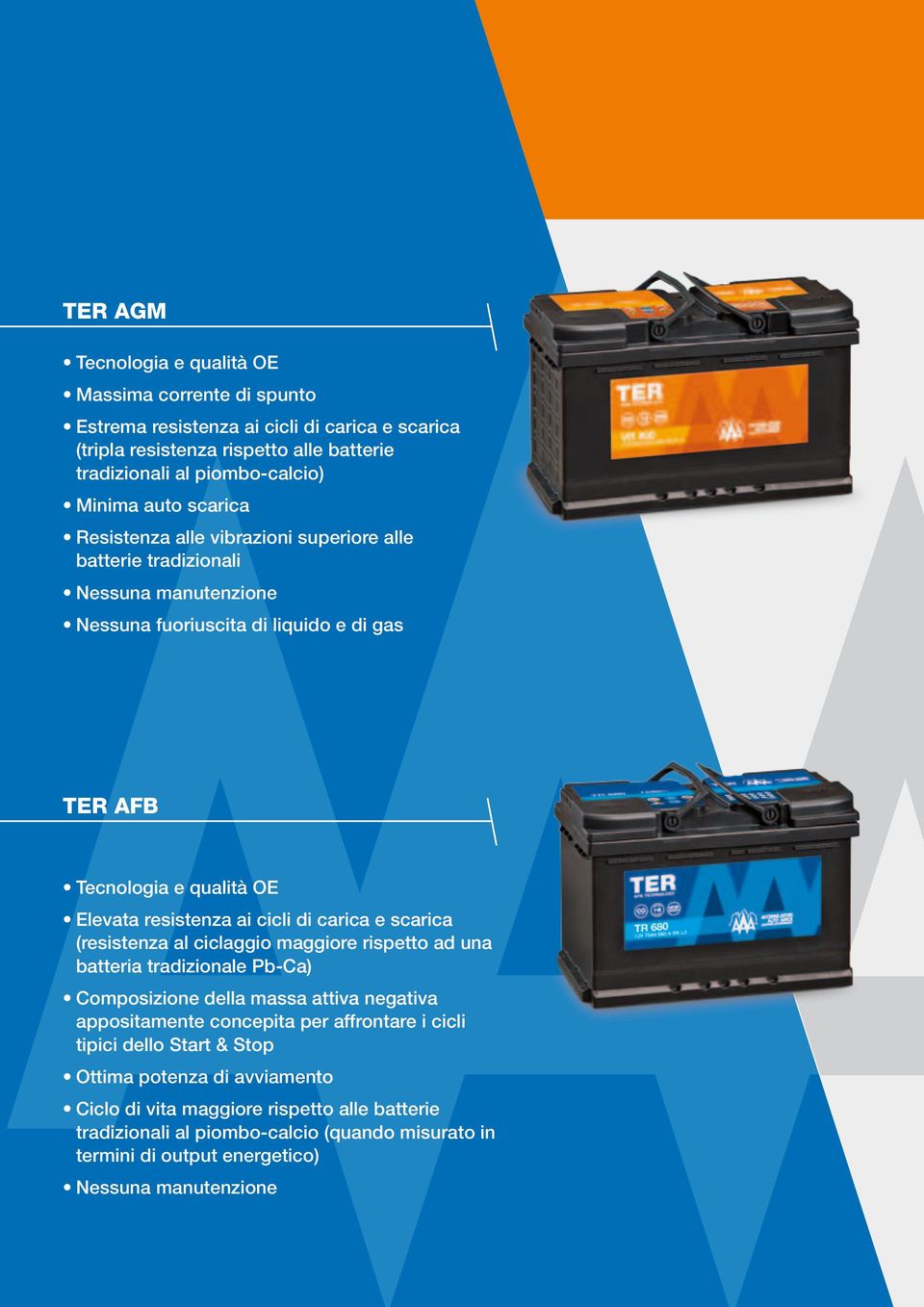 carica e scarica (resistenza al ciclaggio maggiore rispetto ad una batteria tradizionale Pb-Ca) Composizione della massa attiva negativa appositamente concepita per affrontare i cicli tipici