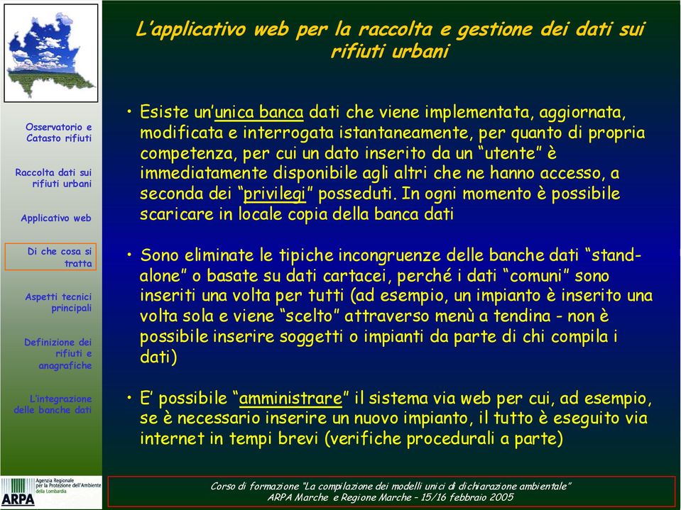 In ogni momento è possibile scaricare in locale copia della banca dati Sono eliminate le tipiche incongruenze standalone o basate su dati cartacei, perché i dati comuni sono inseriti una volta per