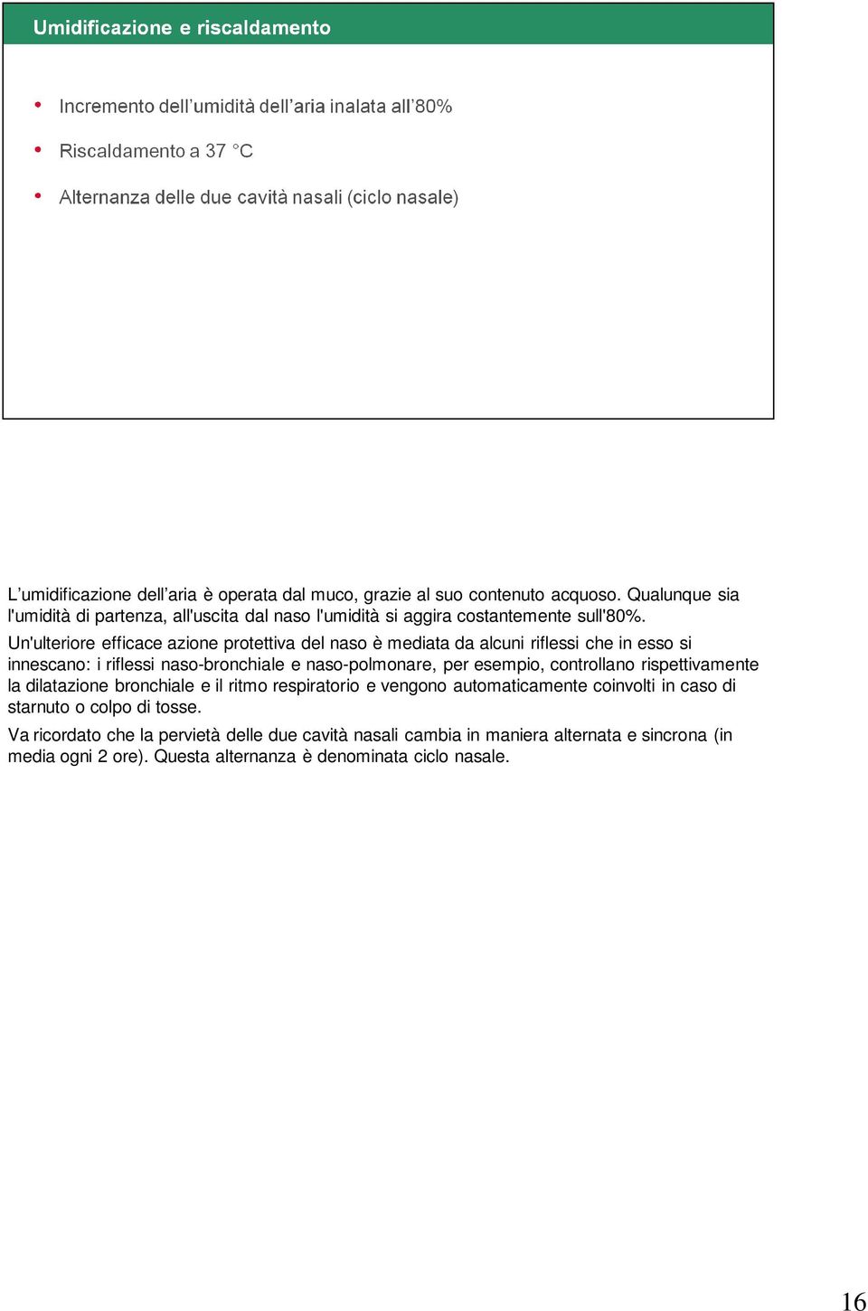 Un'ulteriore efficace azione protettiva del naso è mediata da alcuni riflessi che in esso si innescano: i riflessi naso-bronchiale e naso-polmonare, per esempio,