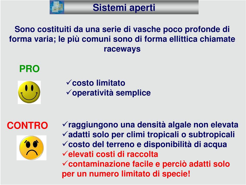 algale non elevata adatti solo per climi tropicali o subtropicali costo del terreno e disponibilità di