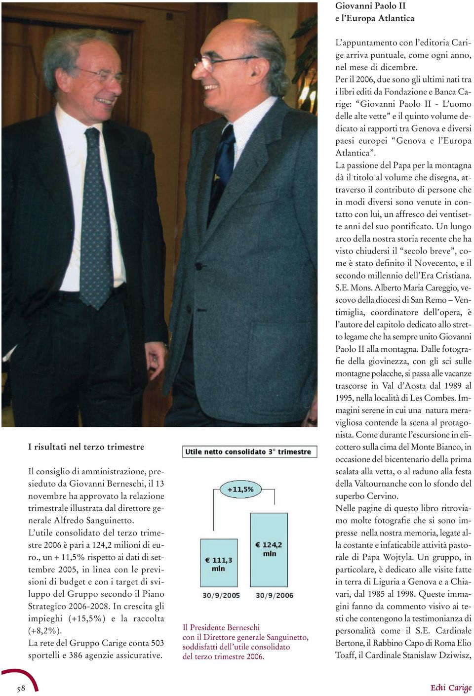 , un + 11,5% rispetto ai dati di settembre 2005, in linea con le previsioni di budget e con i target di sviluppo del Gruppo secondo il Piano Strategico 2006-2008.