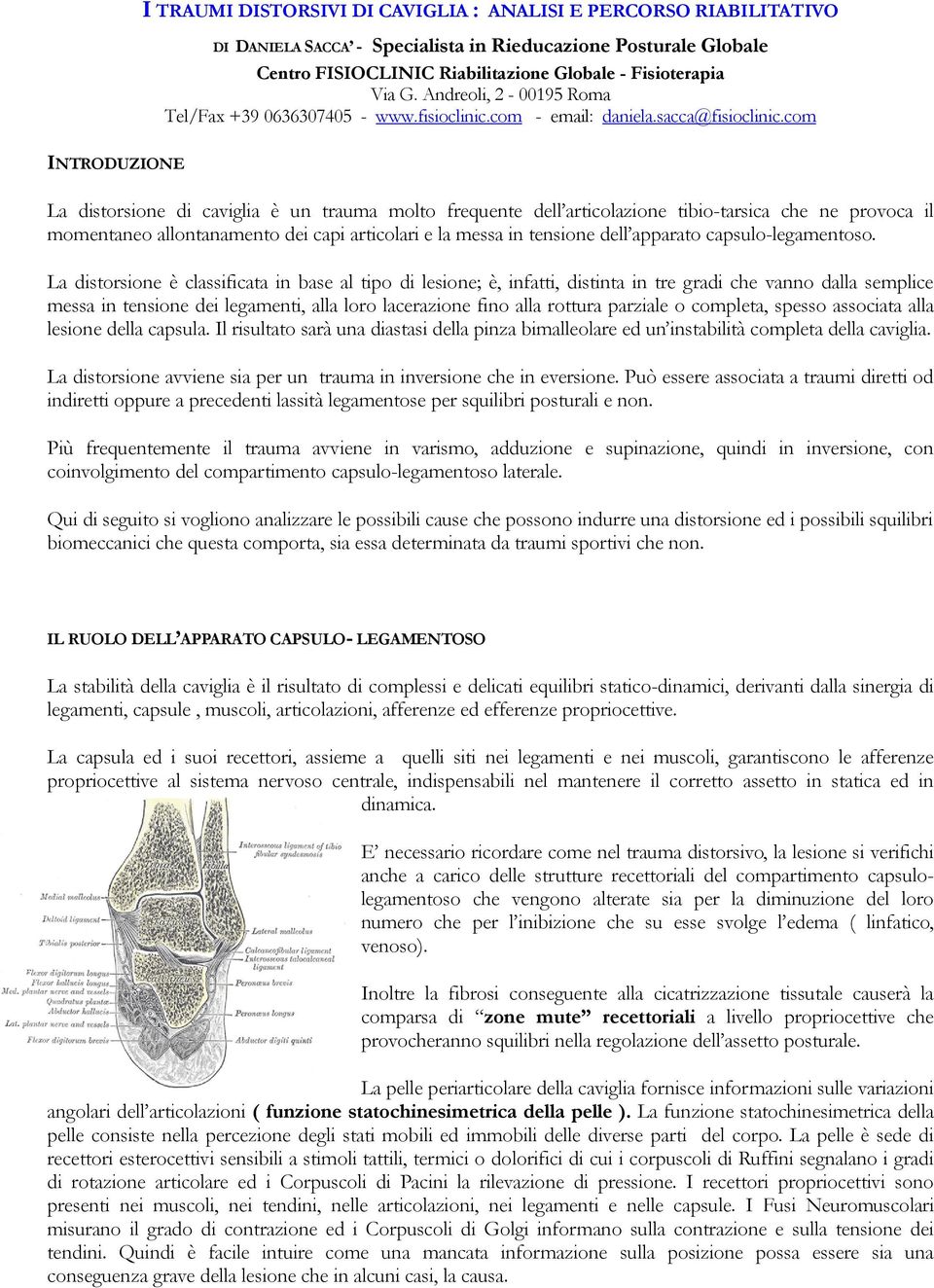 com La distorsione di caviglia è un trauma molto frequente dell articolazione tibio-tarsica che ne provoca il momentaneo allontanamento dei capi articolari e la messa in tensione dell apparato