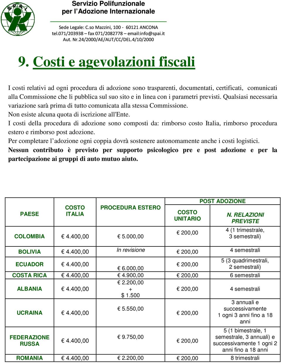 I costi della procedura di adozione sono composti da: rimborso costo Italia, rimborso procedura estero e rimborso post adozione.