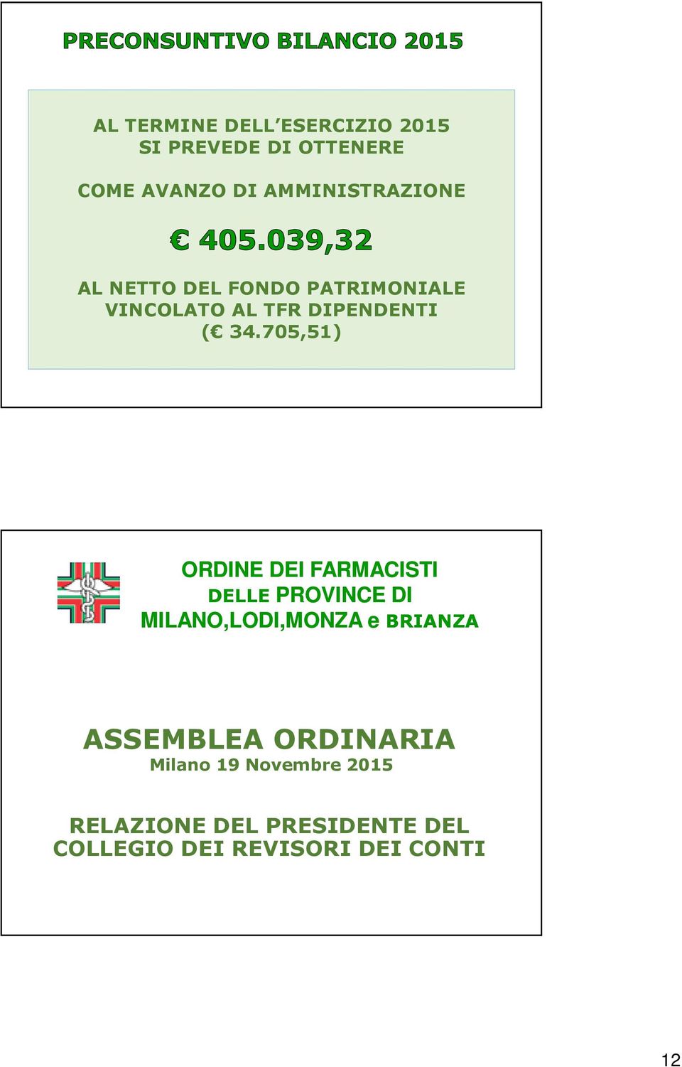 705,51) ORDINE DEI FARMACISTI DELLE PROVINCE DI MILANO,LODI,MONZA e BRIANZA