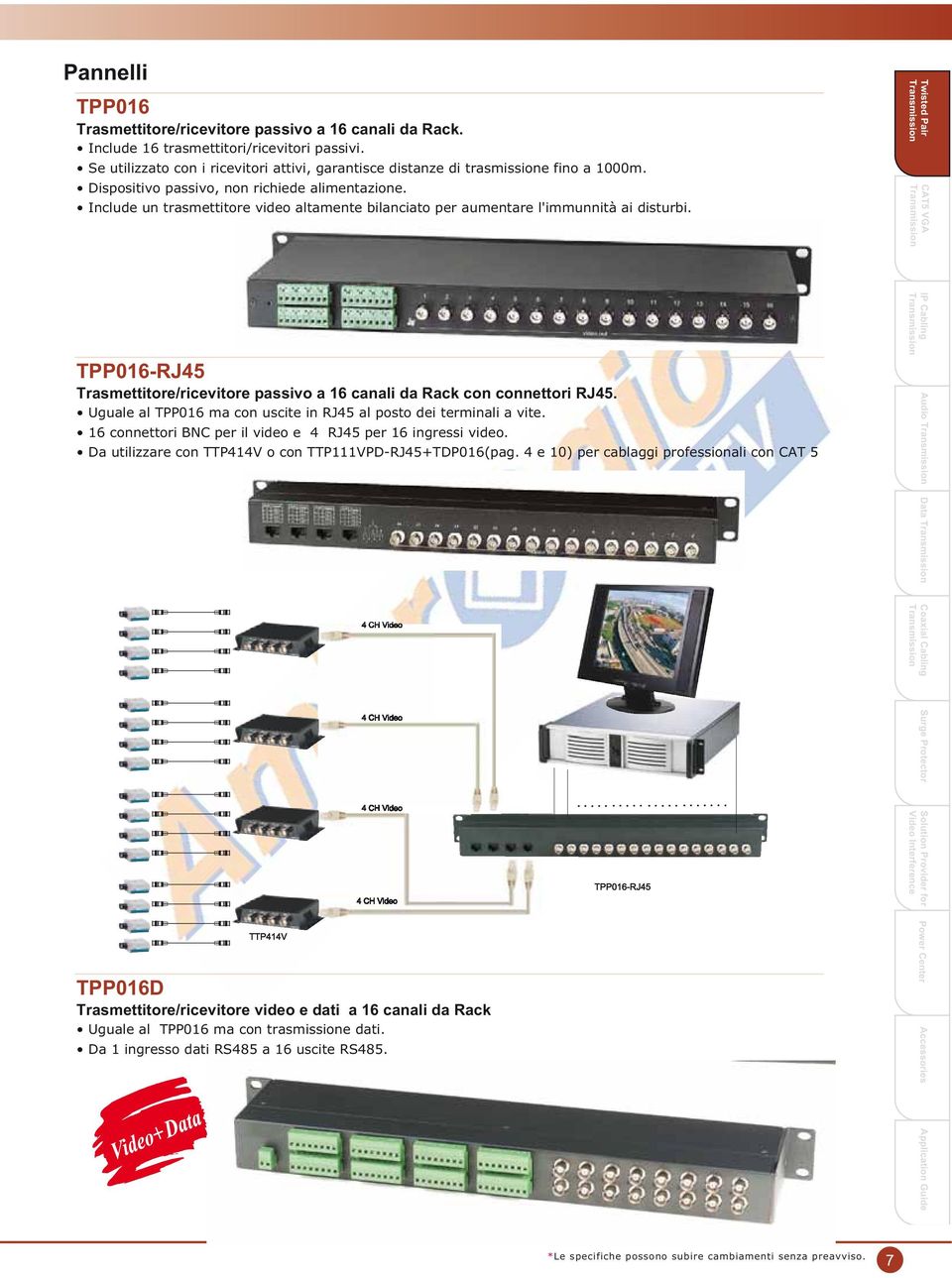 Include un trasmettitore video altamente bilanciato per aumentare l'immunnità ai disturbi. Twisted Pair CAT5 VGA TPP016-RJ45 Trasmettitore/ricevitore passivo a 16 canali da Rack con connettori RJ45.