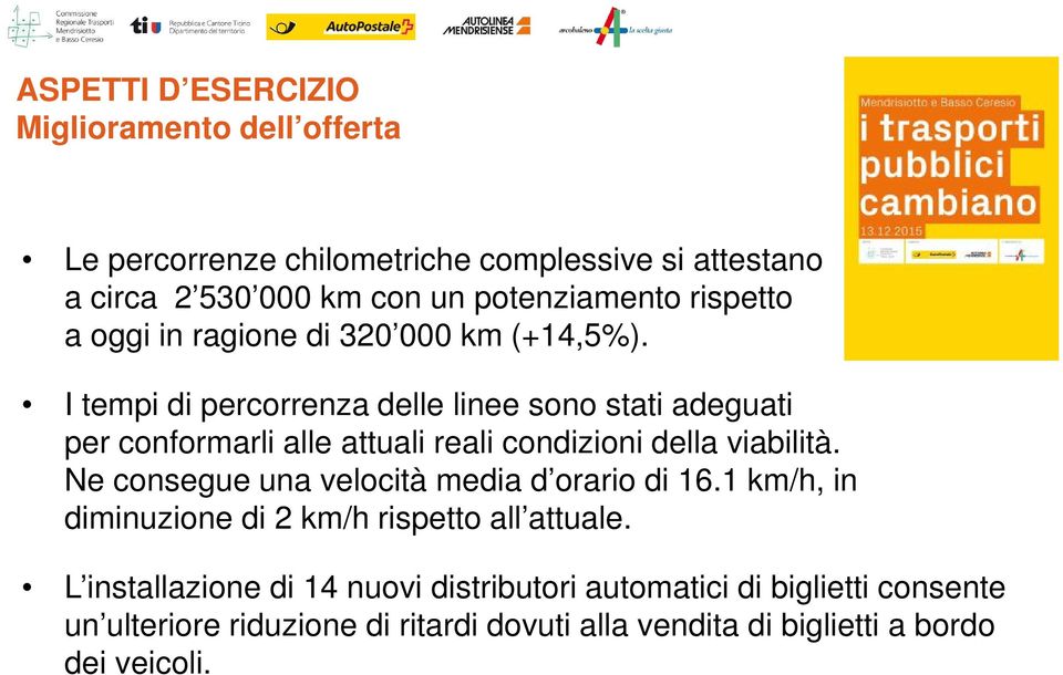 I tempi di percorrenza delle linee sono stati adeguati per conformarli alle attuali reali condizioni della viabilità.