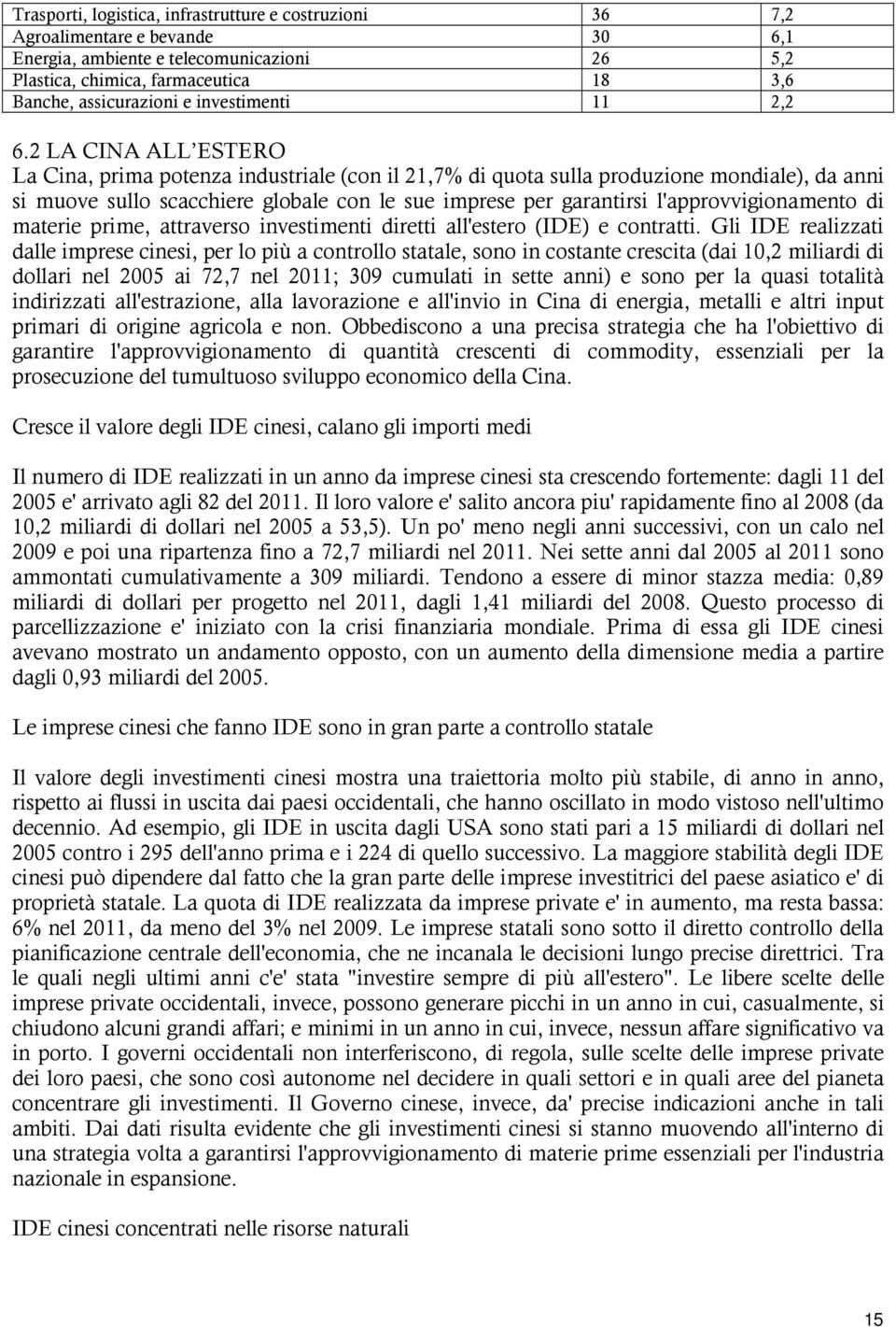 2 LA CINA ALL ESTERO La Cina, prima potenza industriale (con il 21,7% di quota sulla produzione mondiale), da anni si muove sullo scacchiere globale con le sue imprese per garantirsi