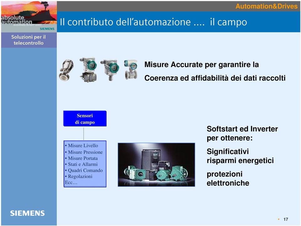 raccolti Sensori di campo Misure Livello Misure Pressione Misure Portata Stati e