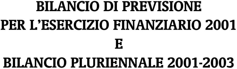 ESERCIZIO FINANZIARIO