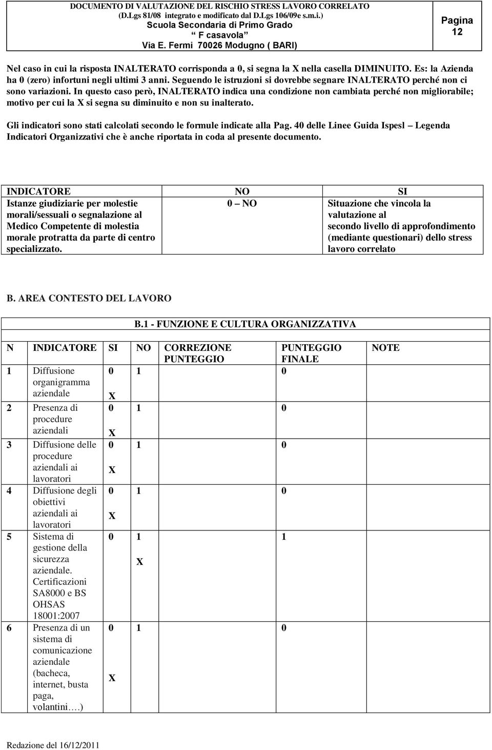 In questo caso però, INALTERATO indica una condizione non cambiata perché non migliorabile; motivo per cui la si segna su diminuito e non su inalterato.