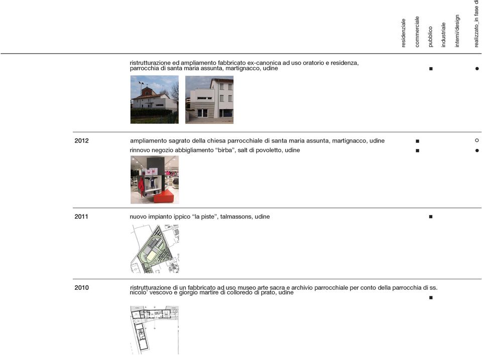 martignacco, udine rinnovo negozio abbigliamento birba, salt di povoletto, udine 2011 nuovo impianto ippico la piste, talmassons, udine 2010